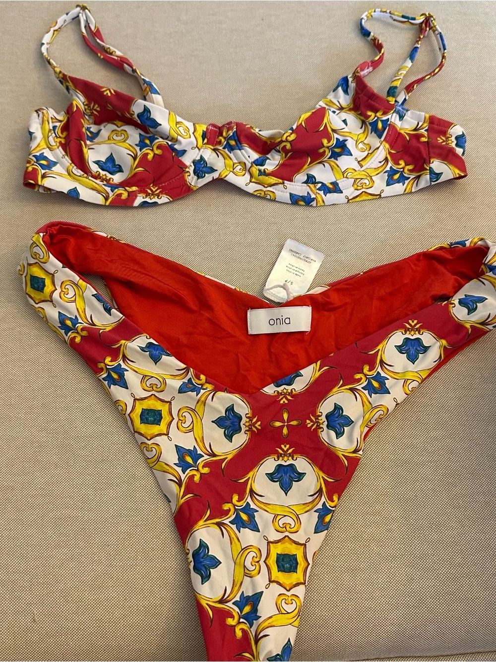 Onia X We Wore What Baroque Bossa Nova bikini